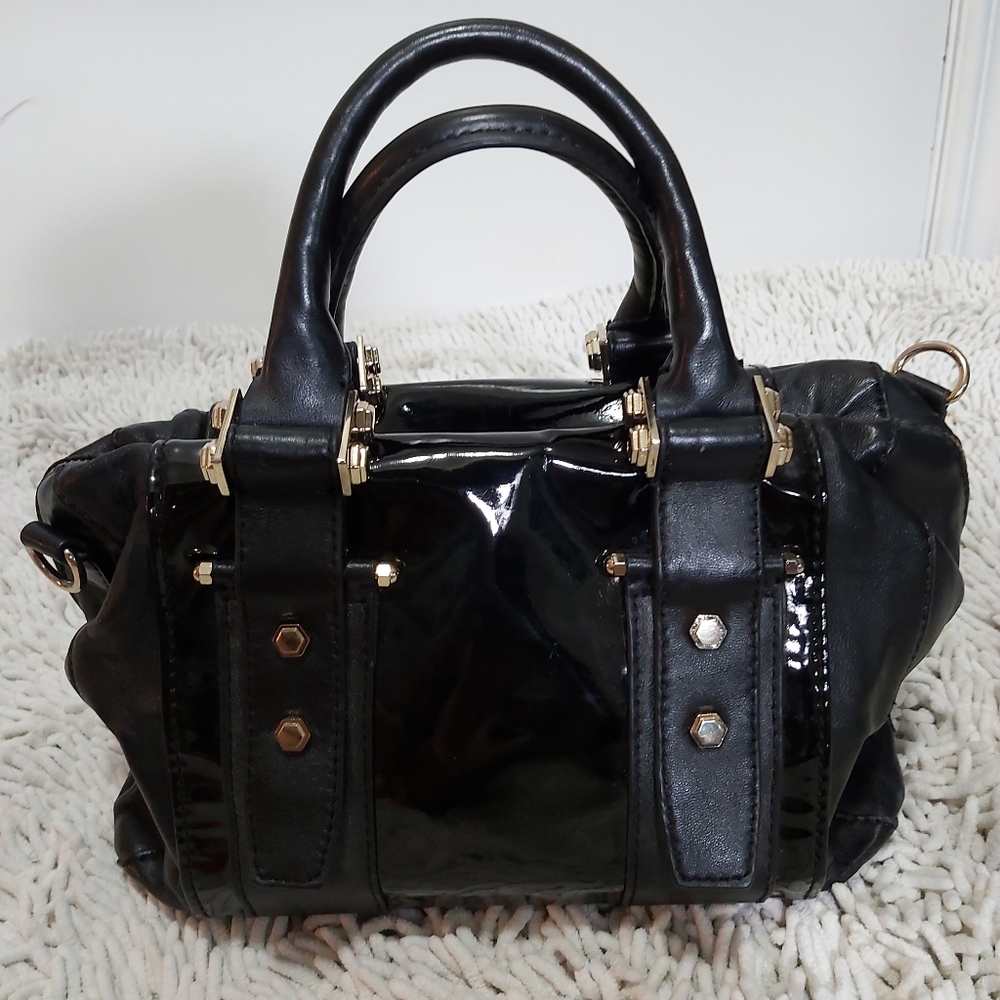 Zac Posen black patent leather satchel purse